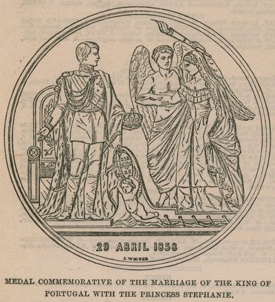Medaille zur Erinnerung an die Hochzeit des Königs von Portugal mit Prinzessin Stephanie von English School