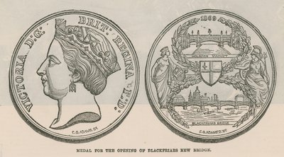 Medaille zur Eröffnung der neuen Blackfriars Brücke, London von English School