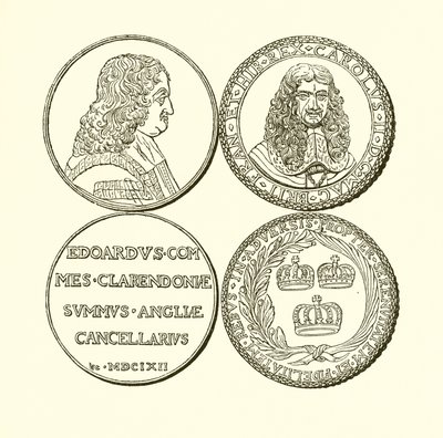 Medaille von Clarendon und Medaille zur Erinnerung an die Restauration von English School