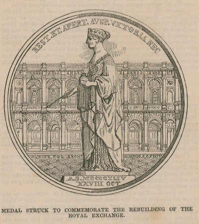 Medaille zur Erinnerung an den Wiederaufbau der Royal Exchange von English School