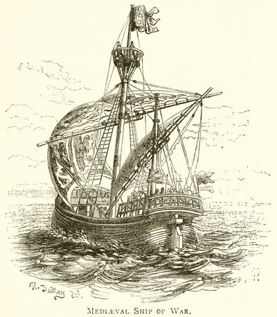 Mittelalterliches Kriegsschiff von English School