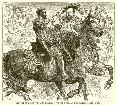 Treffen von Heinrich VIII. und Franz I. auf dem Feld des Goldenen Tuchs, 1520 von English School