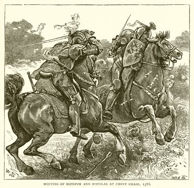 Treffen von Hotspur und Douglas bei Chevy Chase, 1388 von English School