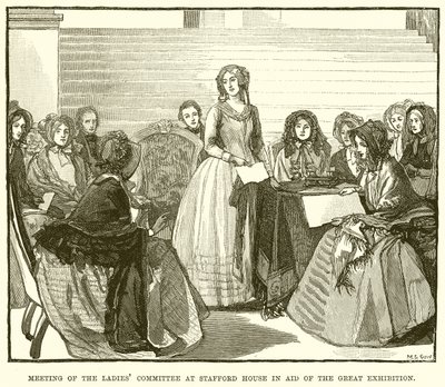 Versammlung des Damenkomitees im Stafford House zur Unterstützung der Großen Ausstellung von English School