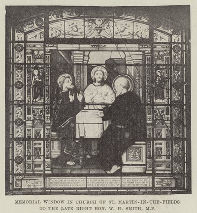 Gedenkfenster in der Kirche St. Martin-in-the-Fields für den verstorbenen Right Honourable W H Smith, MP von English School