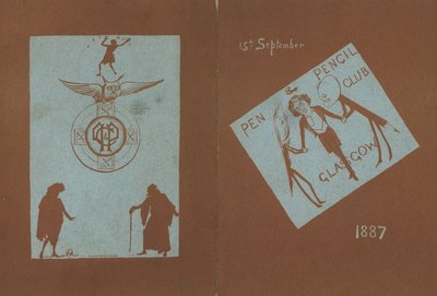 Menü für ein Bankett zu Ehren von Henry Irving, Pen and Pencil Club, Glasgow, 15. September 1887 von English School