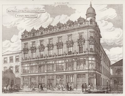 Neue Räumlichkeiten von Messrs Howell und Co, im Bau in Cardiff (Gravur) von English School