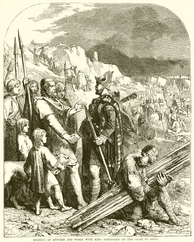 Treffen von Hengist und Horsa mit König Vortigern an der Küste von Kent von English School