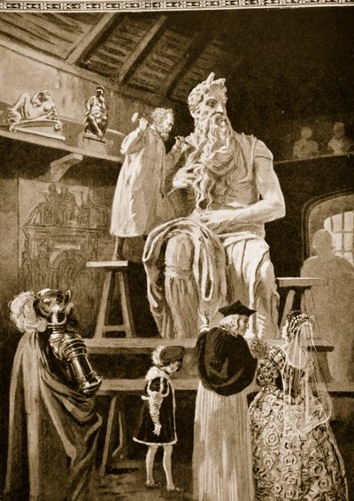 Michelangelo erschafft die kolossale Statue des Moses von English School