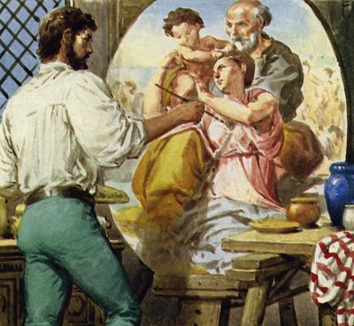 Michelangelo malte Heilige Familie für einen florentinischen Adligen von English School