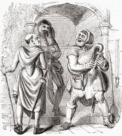 Miller, Manciple und Reeve, aus Old England: A Pictorial Museum, veröffentlicht 1847 von English School