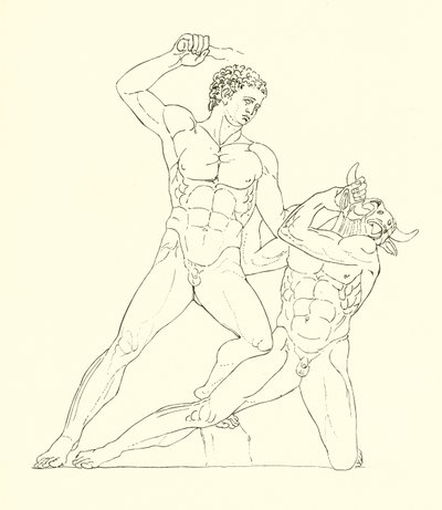 Minotaurus, getötet von Theseus, dem Freund von Herkules von English School