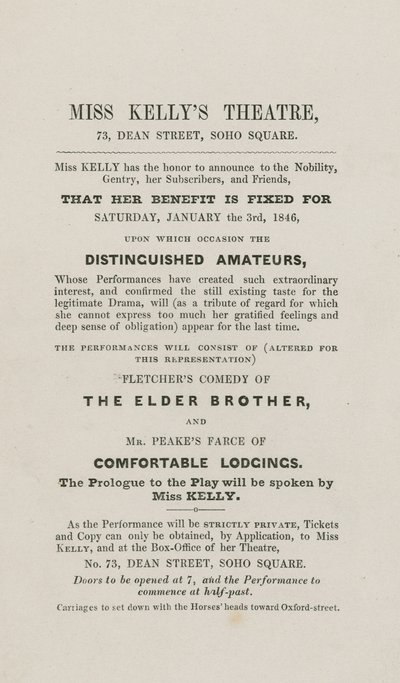 Miss Kellys Theater, 73 Dean Street, Soho Square, London von English School