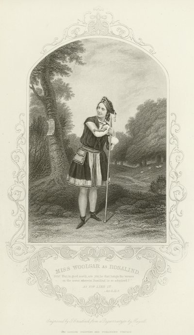 Miss Woolgar als Rosalind, Wie es euch gefällt, Akt III, Szene ii von English School