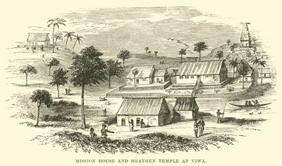 Missionshaus und Heidentempel in Viwa von English School
