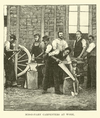 Missionarische Zimmerleute bei der Arbeit von English School