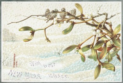 Mistel im Schnee, Neujahrskarte von English School