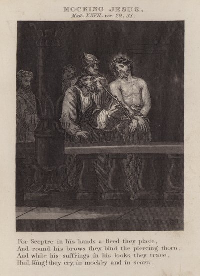 Verspottung Jesu, Matthäus XXVII, Vers 29, 31 von English School