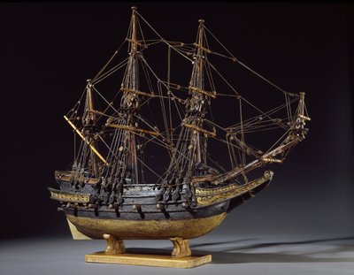 Modellschiff, vermutlich ein Schiff darstellend, das kurz nach dem Tod von Elisabeth I. gebaut wurde, frühes 17. Jahrhundert von English School