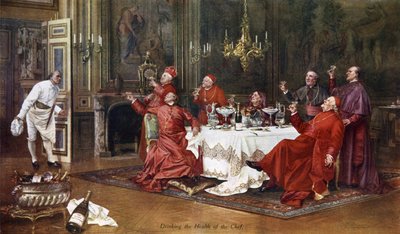 Moet et Chandon, auf das Wohl des Kochs trinken von English School