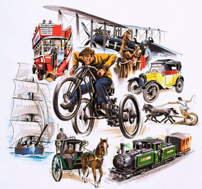 Montage von Transportmitteln von English School