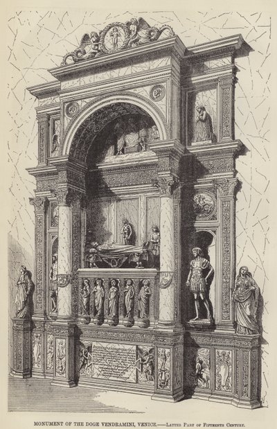 Dogenmonument Vendramini, Venedig, spätes fünfzehntes Jahrhundert (Gravur) von English School