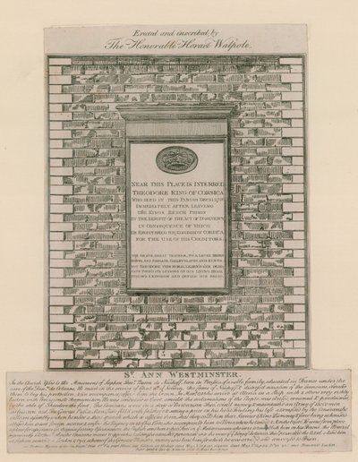 Denkmal für Theodore, König von Korsika von English School