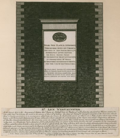Denkmal für Theodore, König von Korsika von English School
