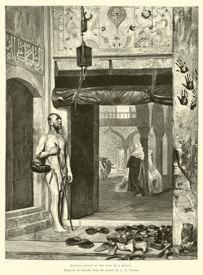 Maurischer Santon an der Tür einer Moschee von English School