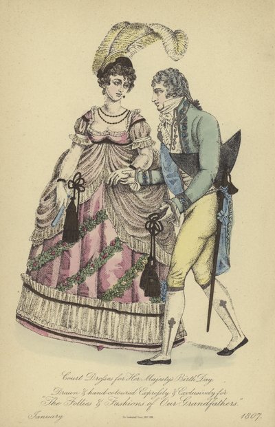 Morgenkleidung für Damen und Herren von English School