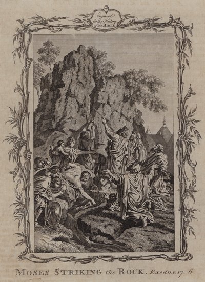 Moses schlägt den Felsen (Gravur) von English School