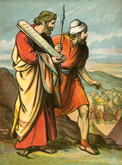 Moses und Josua sehen das Goldene Kalb von English School