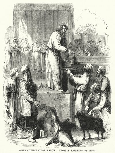 Moses weiht Aaron, nach einem Gemälde von Hoet von English School