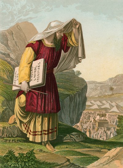 Moses steigt vom Berg Sinai herab von English School
