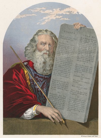 Moses mit den Gesetzestafeln von English School