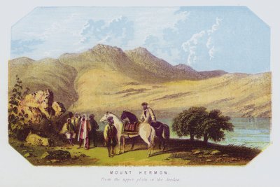 Berg Hermon, von der oberen Ebene des Jordan (Farblithografie) von English School