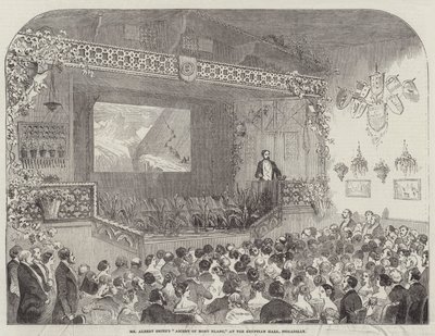 Herr Albert Smiths "Aufstieg des Mont Blanc" in der Egyptian Hall, Piccadilly von English School