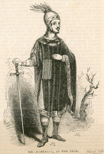 Mr. Anderson in der Titelrolle des Stücks König Artus, Drury Lane Theatre, London von English School