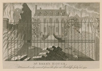 Mr. Beres Haus, wundersam gerettet vor dem Brand in Ratcliffe, 23. Juli 1794 von English School