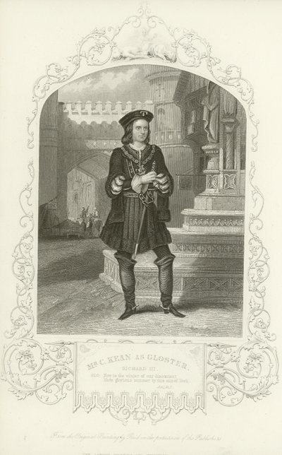 Mr. C. Kean als Gloster, Richard III, Akt I, Szene I von English School
