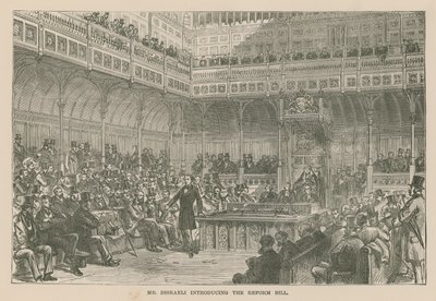 Mr. Disraeli stellt das Reformgesetz vor von English School