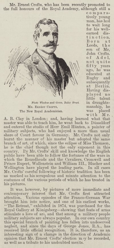 Herr Ernest Crofts, der neue königliche Akademiker (Gravur) von English School