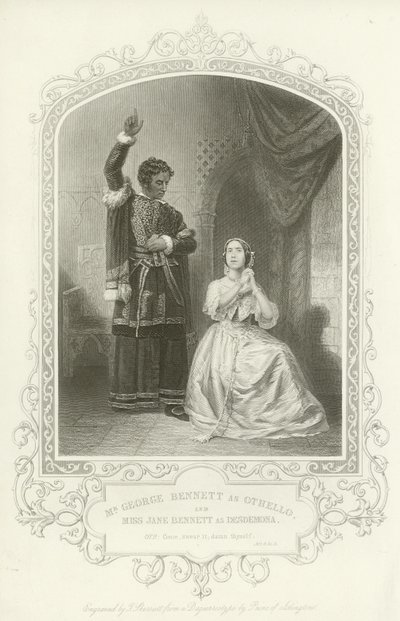 Mr. George Bennett als Othello und Miss Jane Bennett als Desdemona, Othello, Akt IV, Szene II von English School