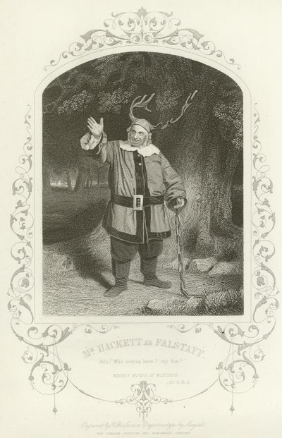 Mr. Hackett als Falstaff, Die lustigen Weiber von Windsor, Akt V, Szene v von English School