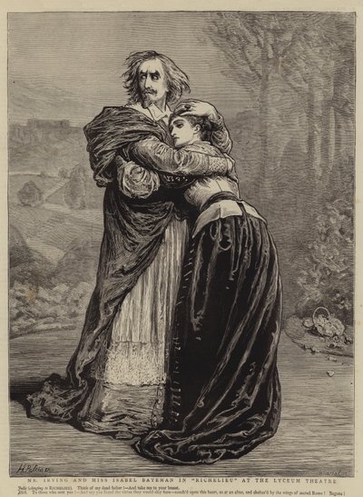 Mr. Irving und Miss Isabel Bateman in "Richelieu" am Lyceum Theatre (Gravur) von English School