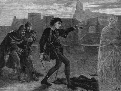Mr. Irving als Hamlet im Lyceum Theatre, London von English School