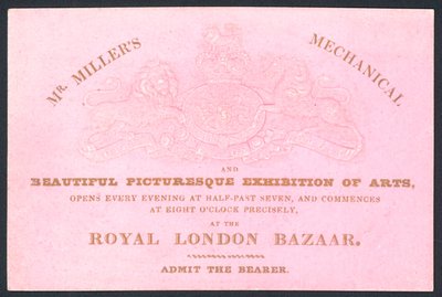 Mr Millers mechanische und schöne malerische Kunstausstellung, Visitenkarte von English School