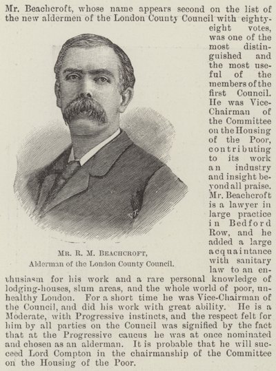 Mr. R. M. Beachcroft, Alderman des London County Council (Gravur) von English School