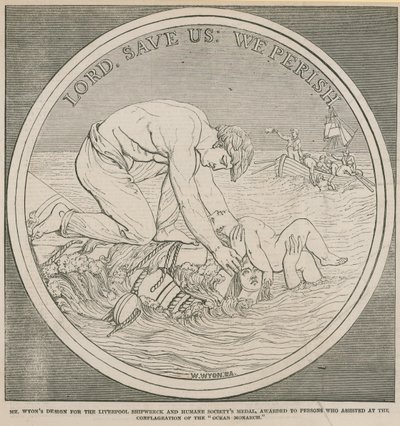 Mr. Wyons Entwurf für die Medaille der Liverpool Shipwreck and Humane Society von English School