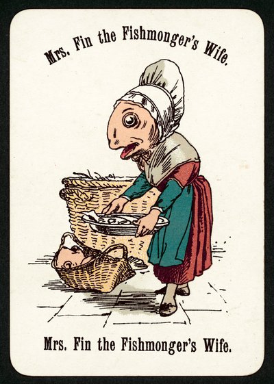 Mrs. Fin Die Fischhändlerin (Farblithografie) von English School